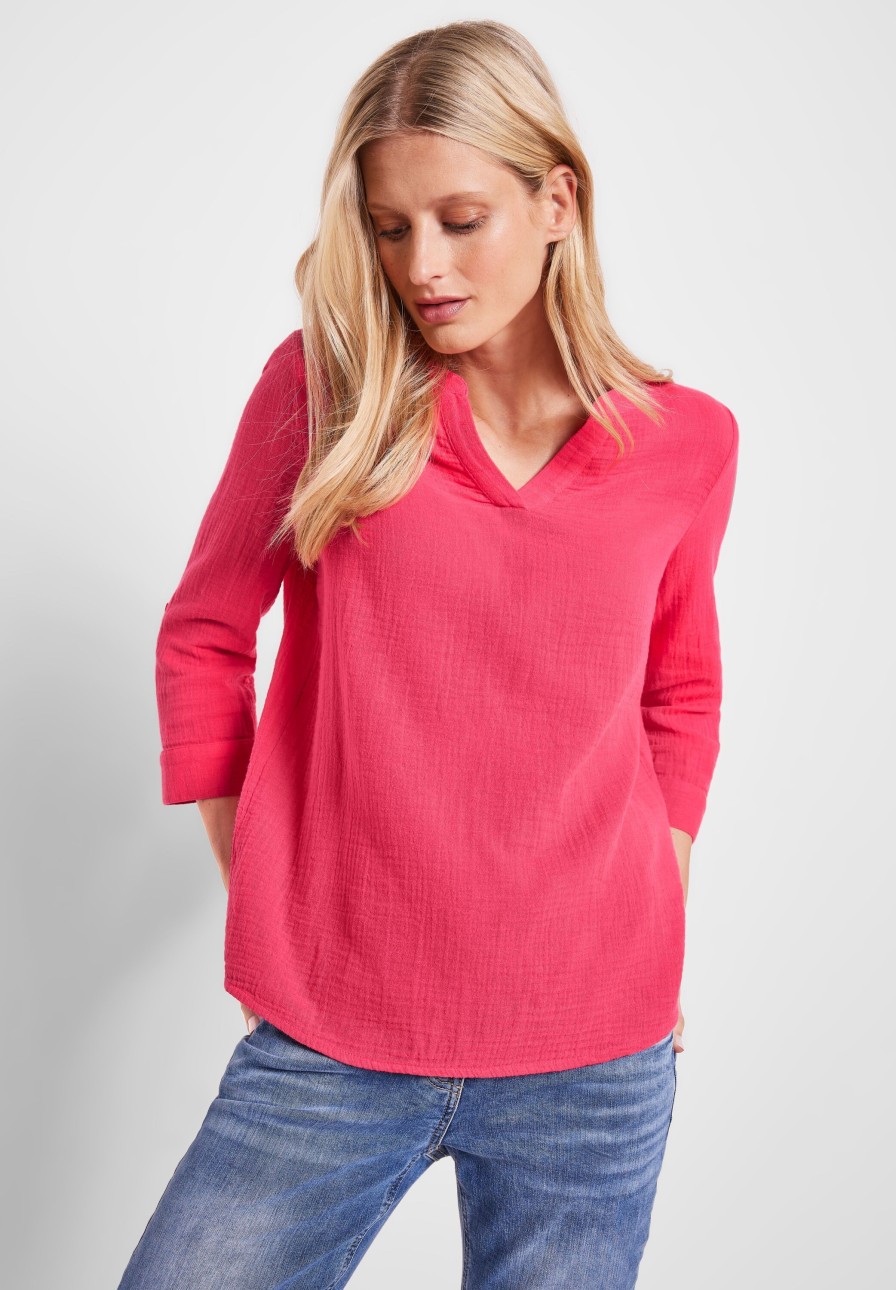 Dames Cecil | Cecil Musselin Blouse Strawberry Red 343928 14472