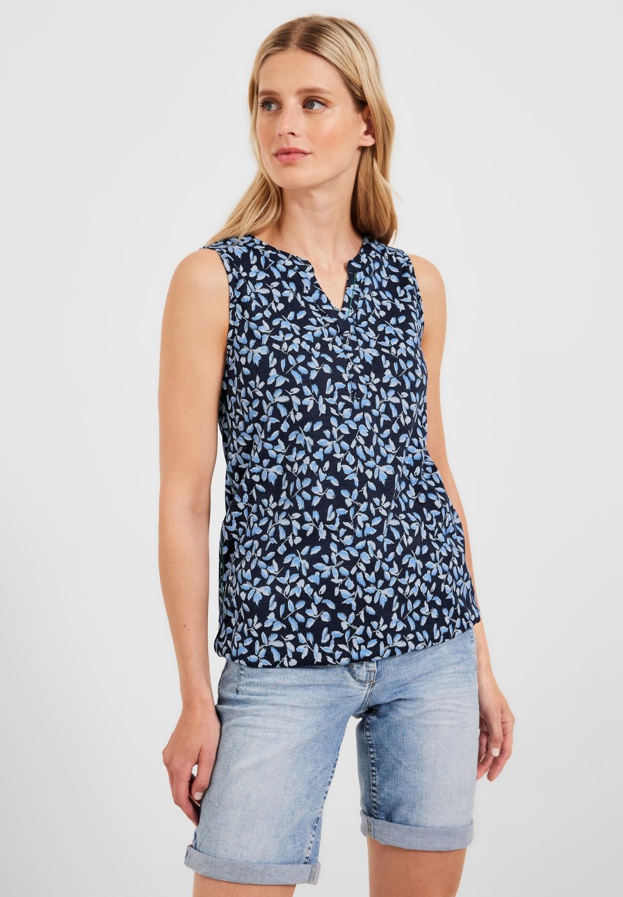 Dames Cecil | Cecil Print Top Deep Blue 319561 30128