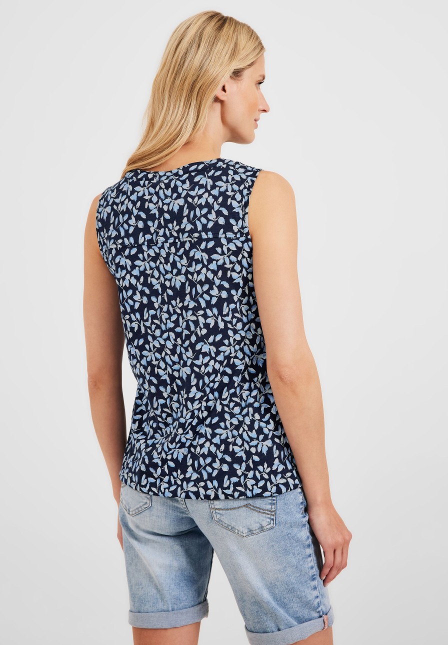 Dames Cecil | Cecil Print Top Deep Blue 319561 30128