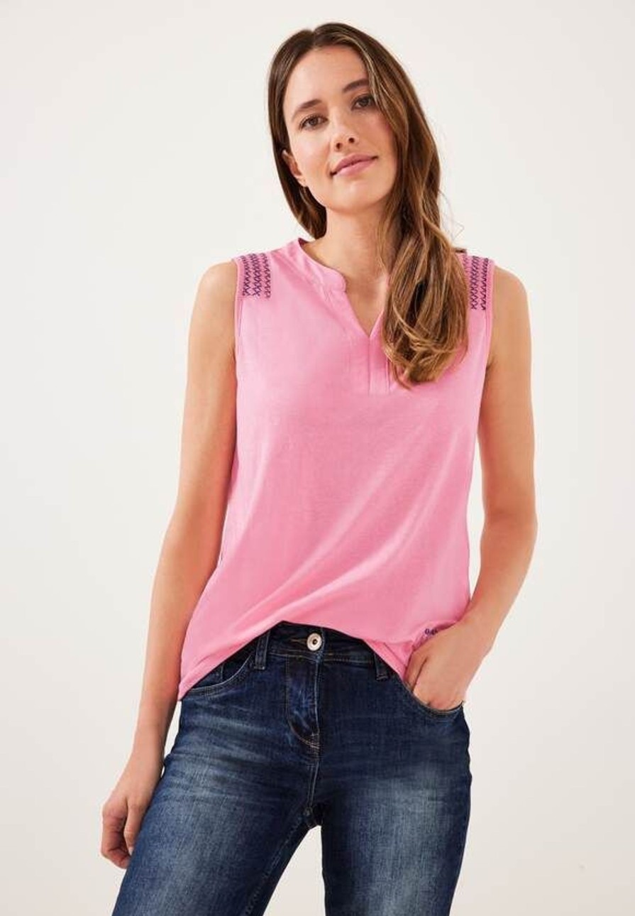 Dames Cecil | Cecil Top Met Borduursel Soft Pink 320155 15030