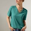 Dames Street One | Street One V-Hals Shirt Lagoon Green 320220 14957