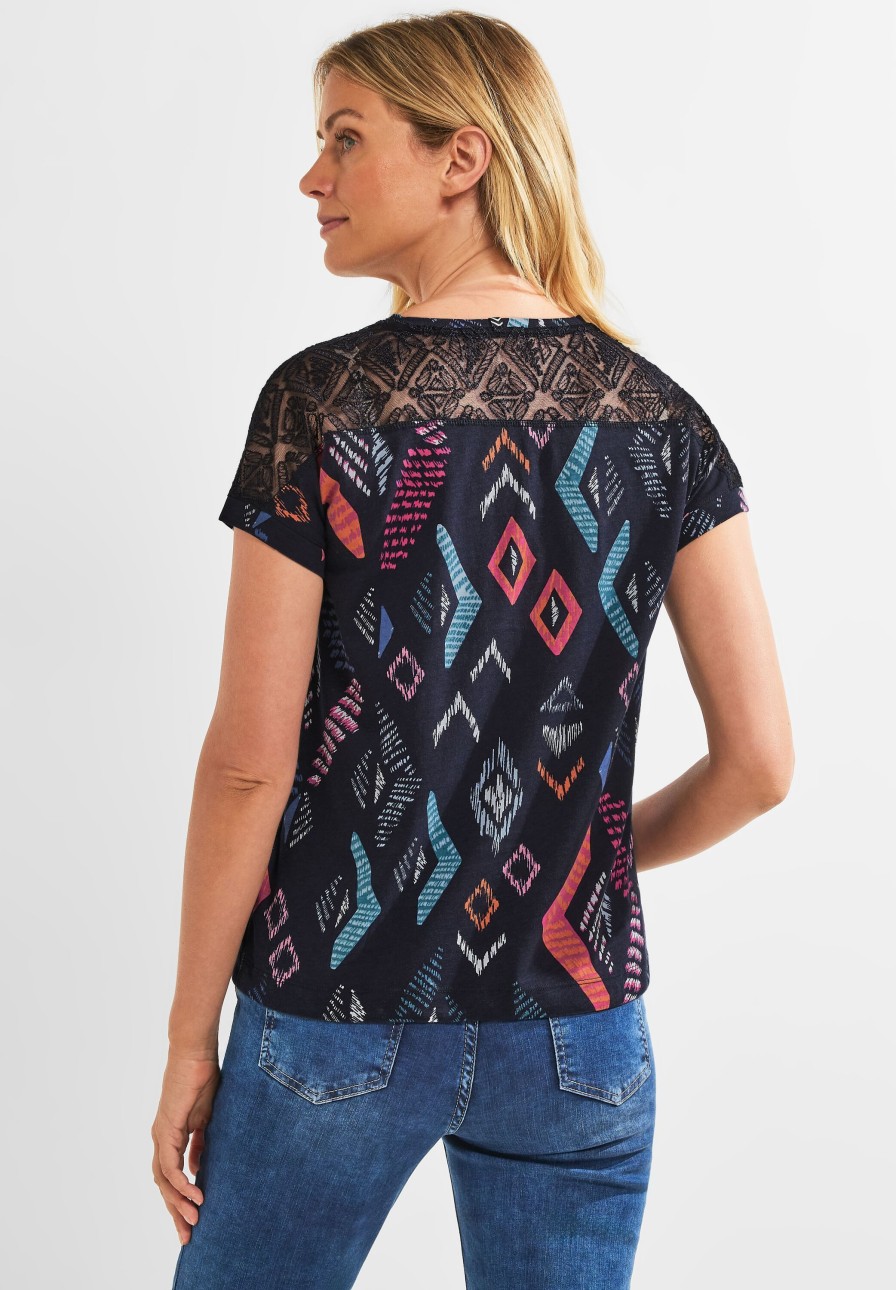 Dames Cecil | Cecil Print Shirt Met Kant Night Sky 320261 34077