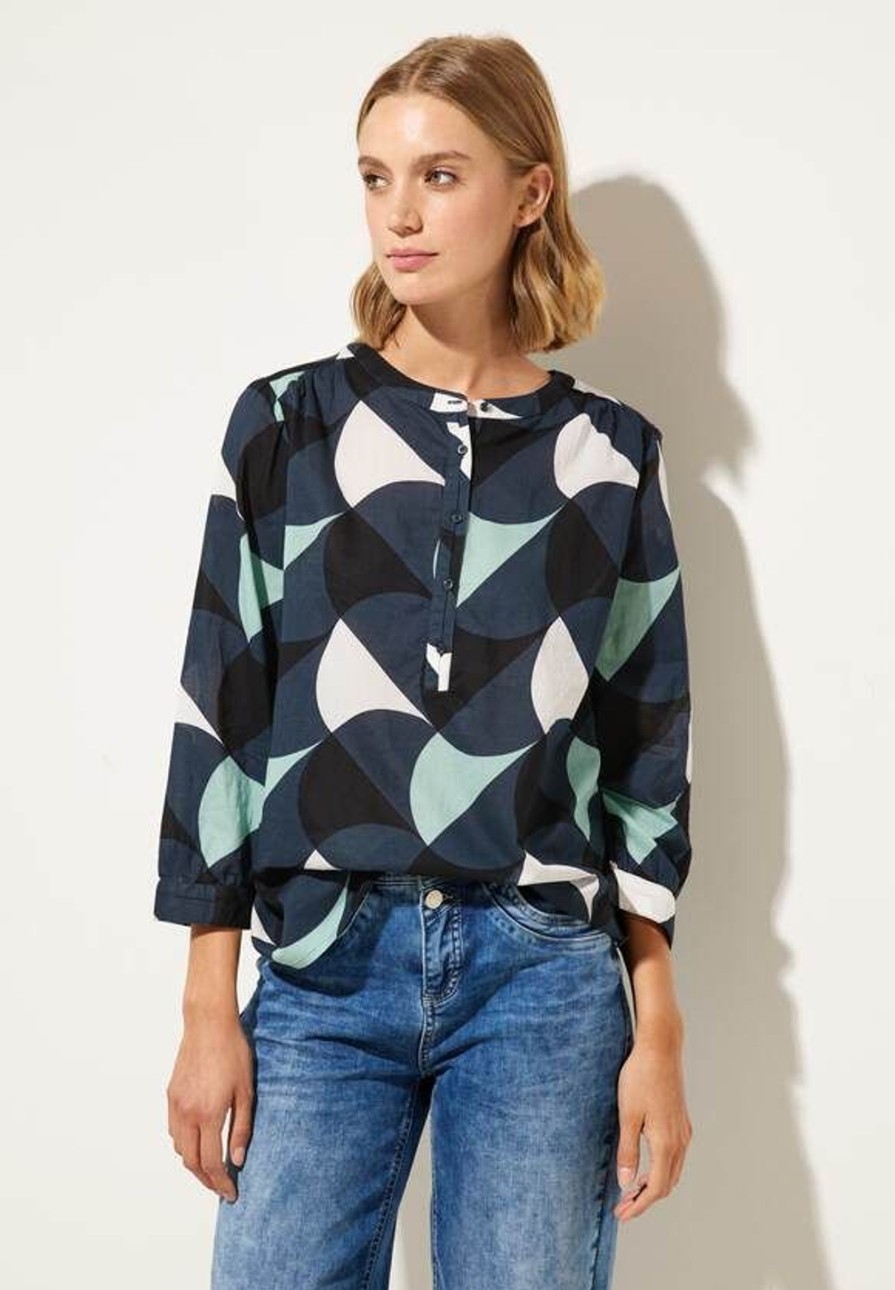 Dames Street One | Street One Print Blouse Vintage Green 344113 33825