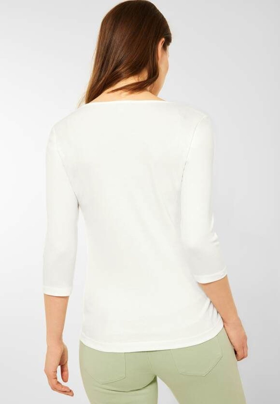 Dames Street One | Street One 3/4 Mouw Shirt Off White 317588 10108