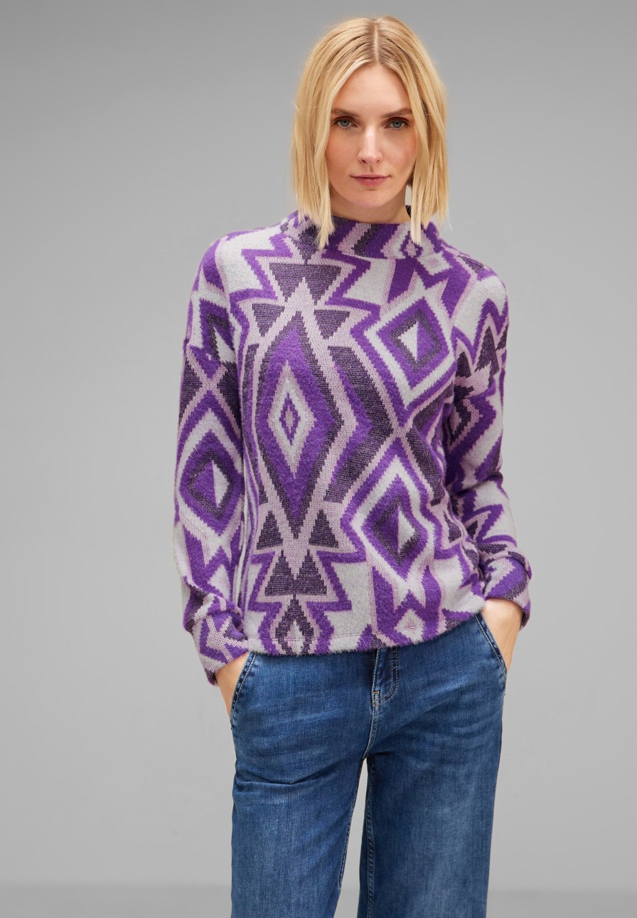 Dames Street One | Street One Zachte Print Trui Lilac 320695 35408