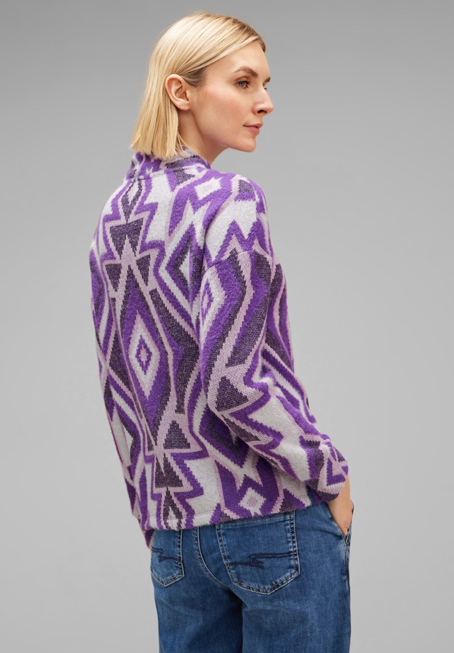 Dames Street One | Street One Zachte Print Trui Lilac 320695 35408