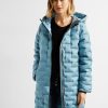 Dames Cecil | Cecil Lange Gewatteerde Jas Adriatic Blue 100840 1
