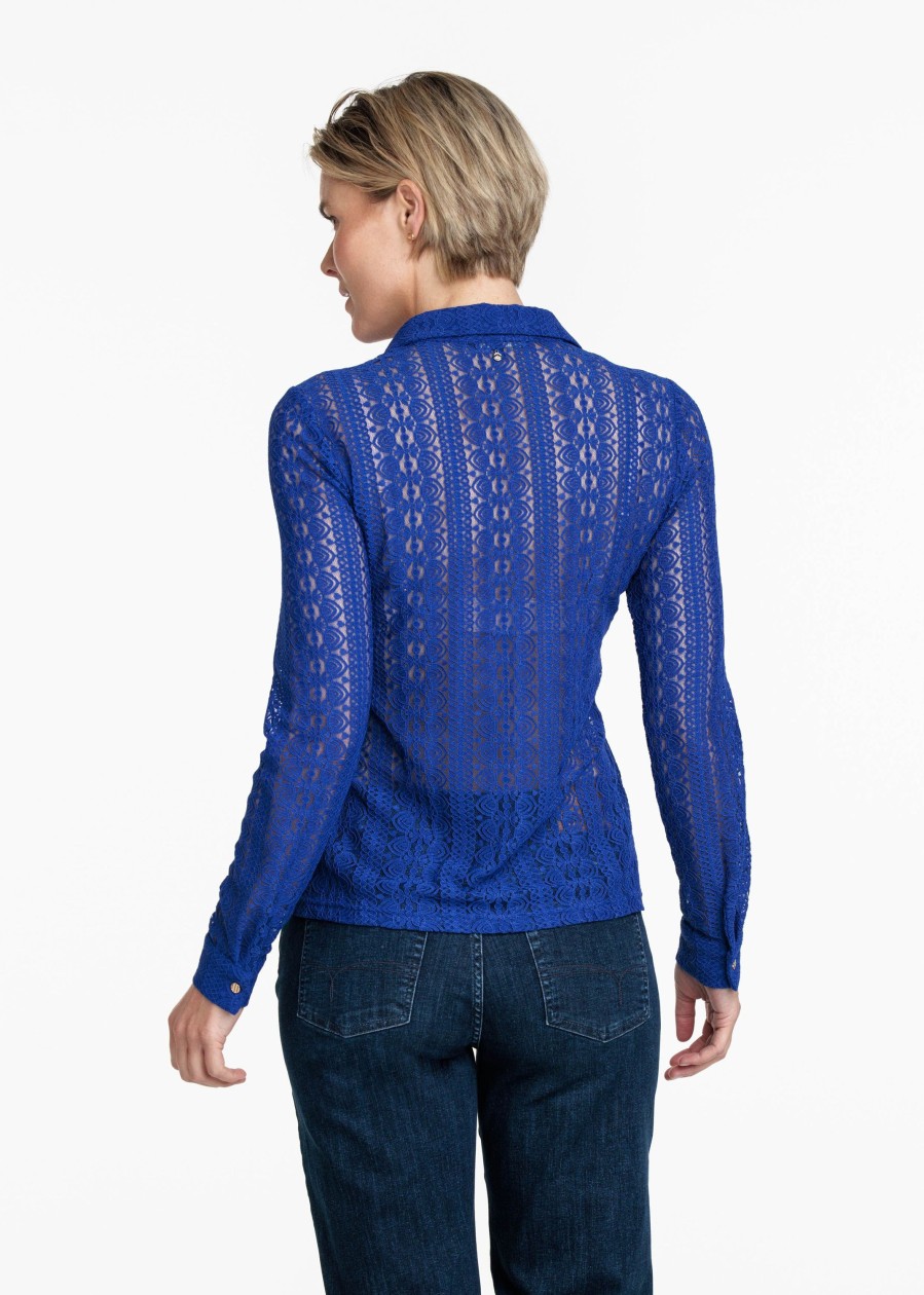 Dames Tramontana | Tramontana Kanten Blouse Bright Blue C15-09-401