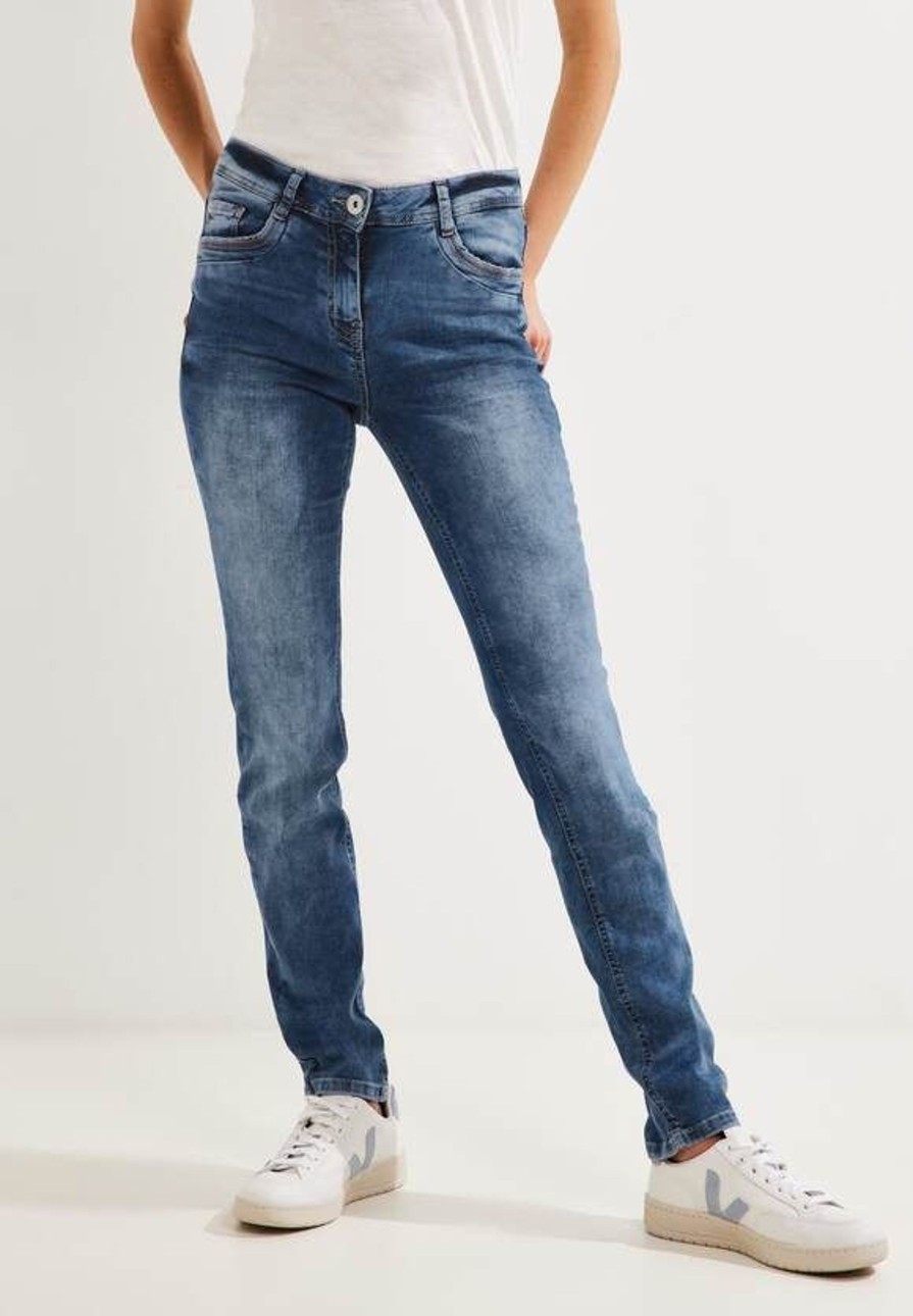 Dames Cecil | Cecil Denim Toronto Mid Blue Wash 376494 10284