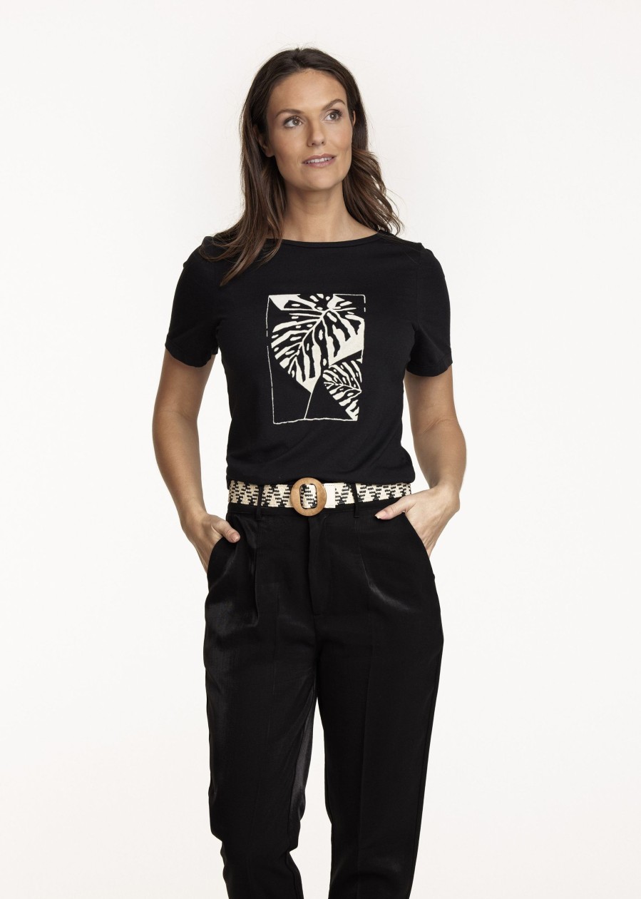 Dames Tramontana | Tramontana Print Shirt Black V01-08-401