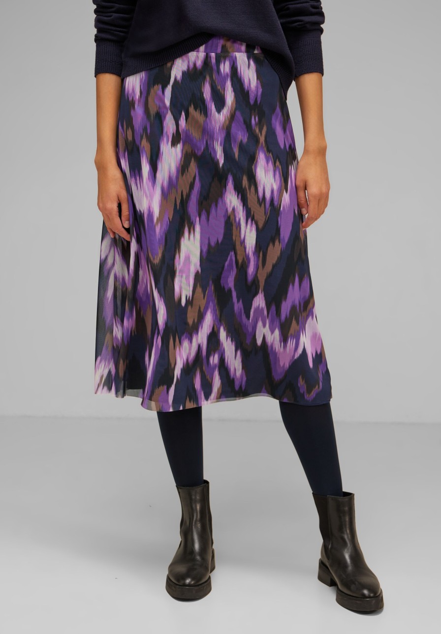 Dames Street One | Street One Mesh Print Rok Pure Lilac 361395 35408