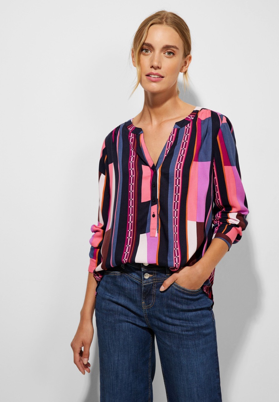 Dames Street One | Street One Print Blouse Purple Brown 344170 35177