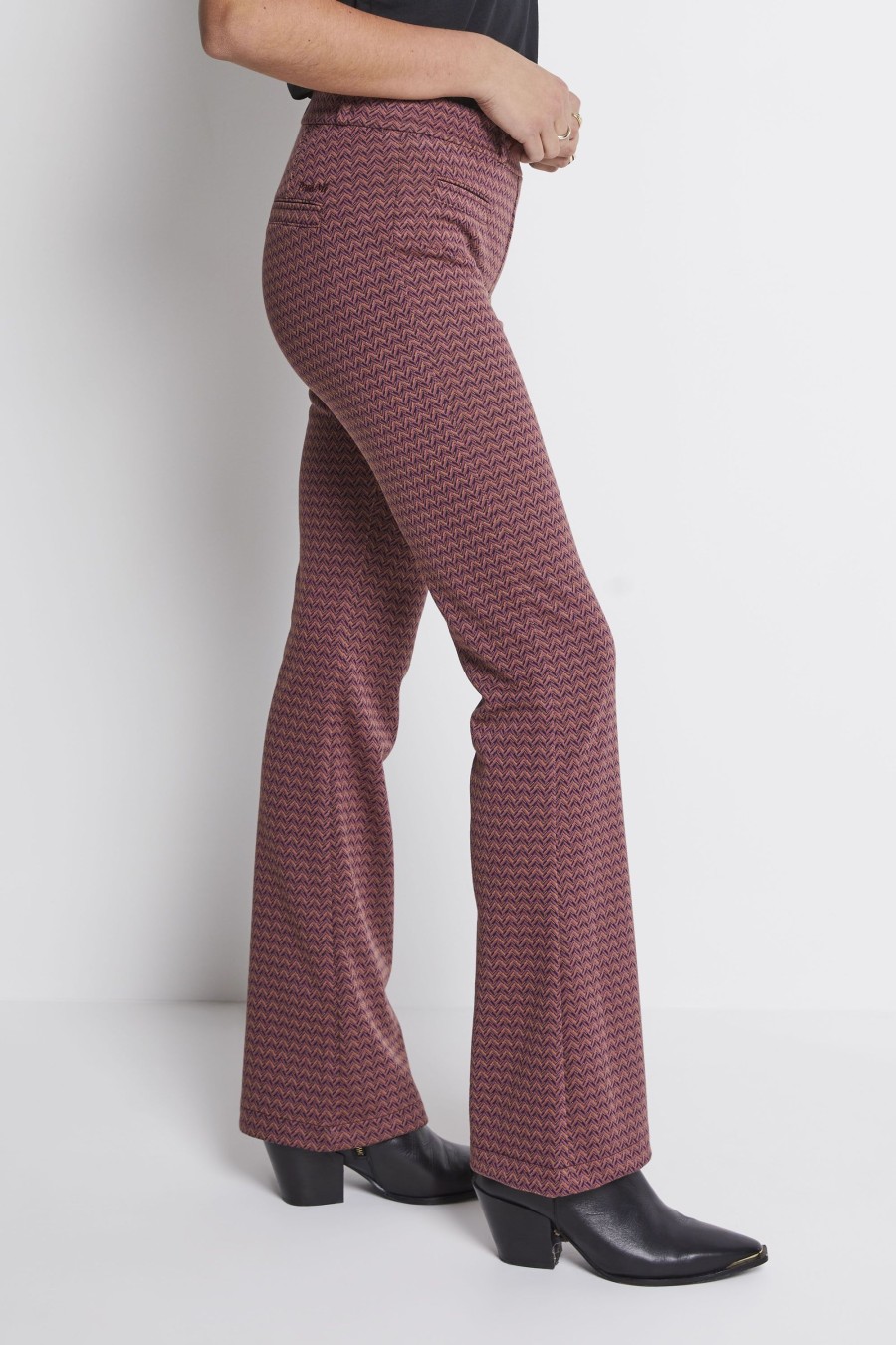 Dames Para Mi | Para Mi Broek Jade Zig Zag Mauve 232.189190