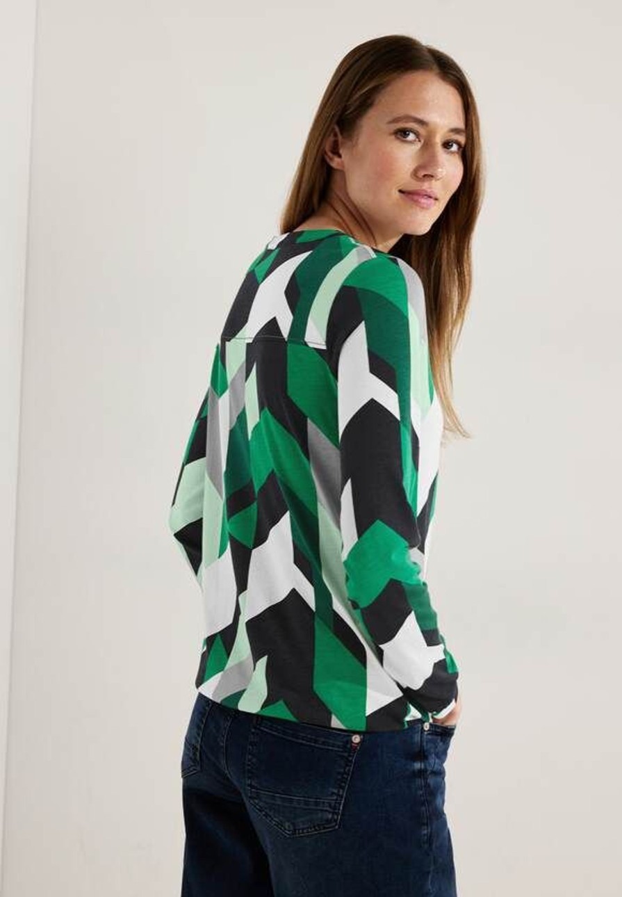 Dames Cecil | Cecil Grafische Print Shirt Easygreen 320654 35069