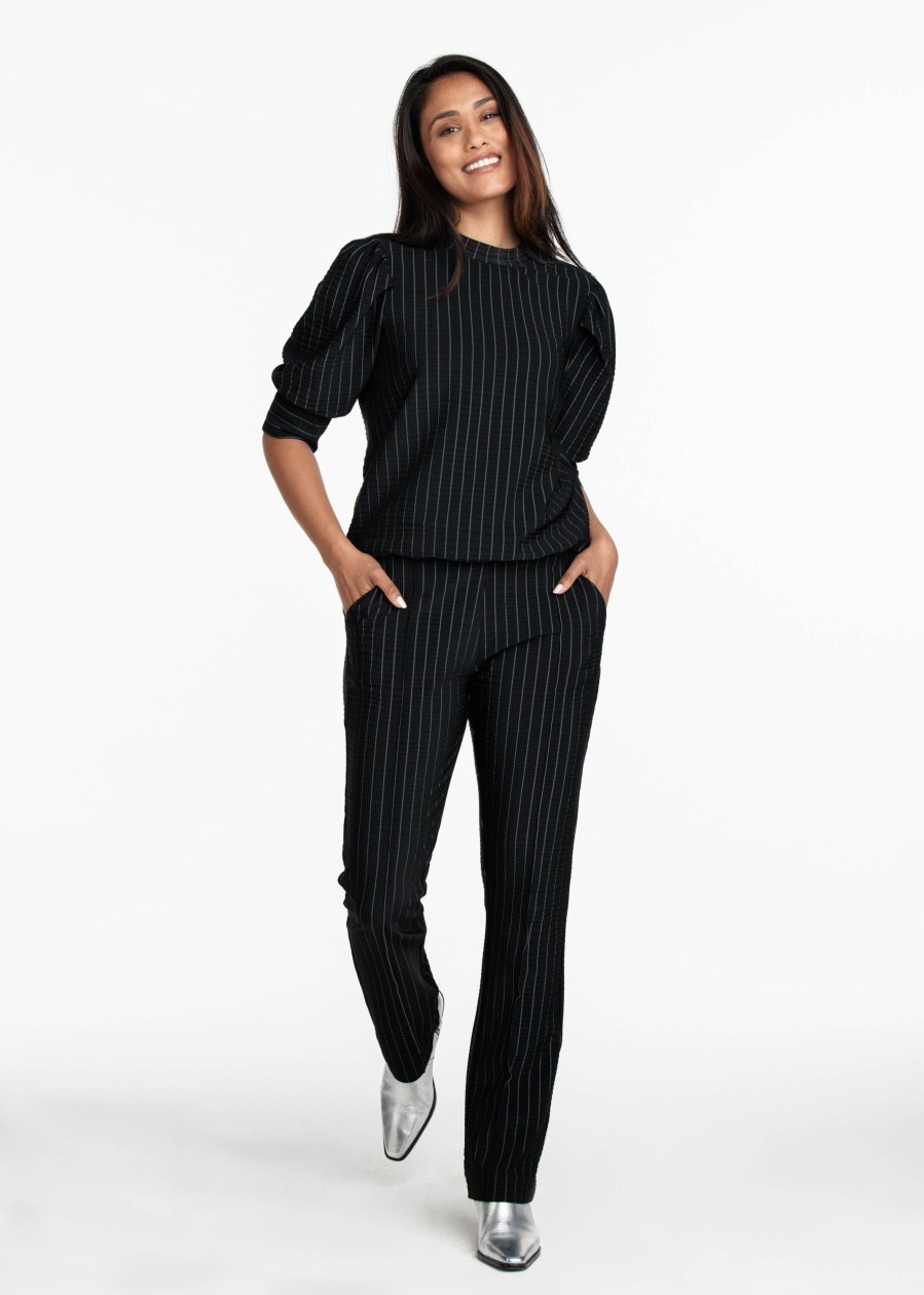 Dames Tramontana | Tramontana Pinstripe Broek Black Q09-09-101