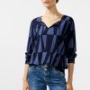 Dames Street One | Street One Print Blouse Deep Blue 344144 21238