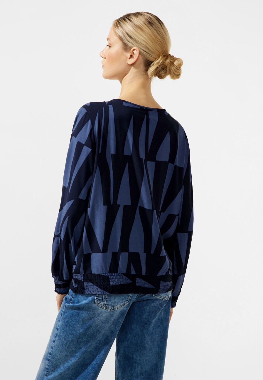 Dames Street One | Street One Print Blouse Deep Blue 344144 21238
