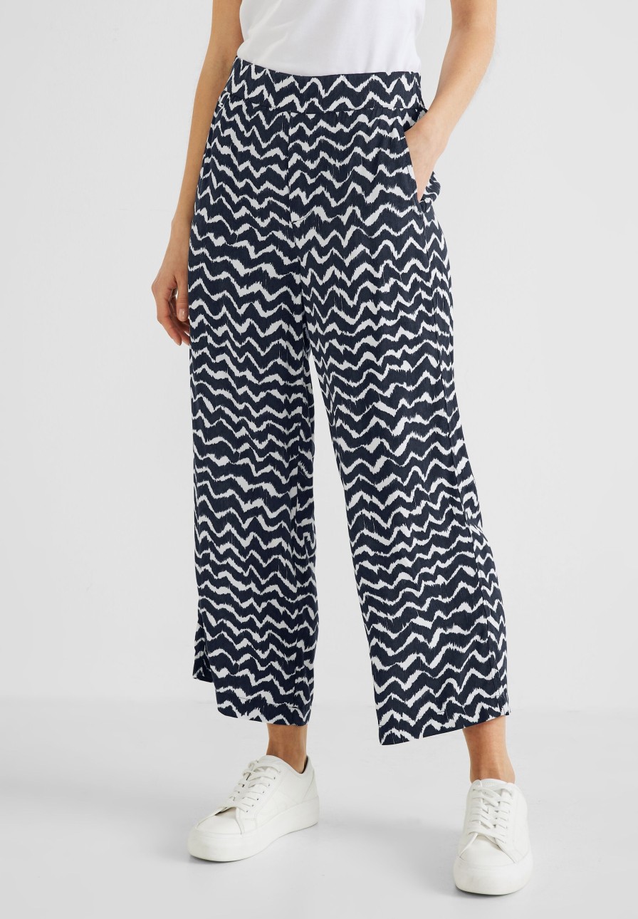 Dames Street One | Street One Print Broek Deep Blue 376414 31238