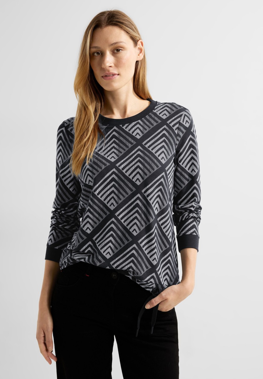 Dames Cecil | Cecil Grafische Print Sweater Black 319808 20001