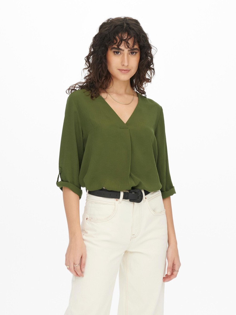 Dames Jacqueline de Yong | Jdy Blouse 3/4 Mouw Dark Olive 15226911