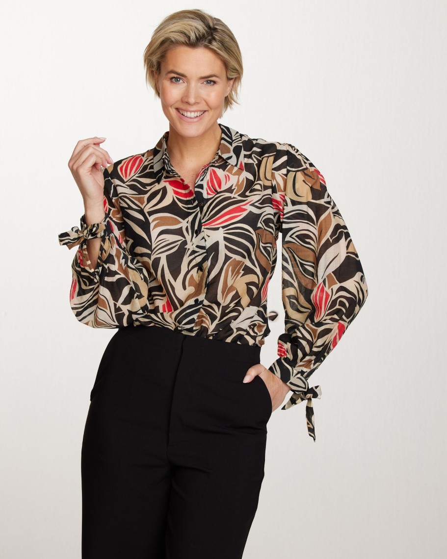 Dames Tramontana | Tramontana Print Blouse Zwart Q04-06-301