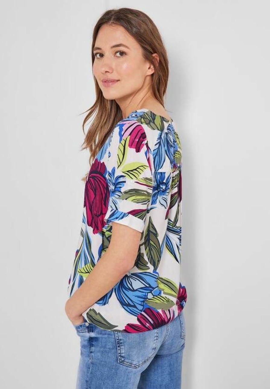 Dames Cecil | Cecil Bloemenprint Blouse Vanilla 343930 33474