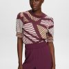 Dames Esprit | Esprit Korte Mouw Trui Aubergine 083Eo1I306 517