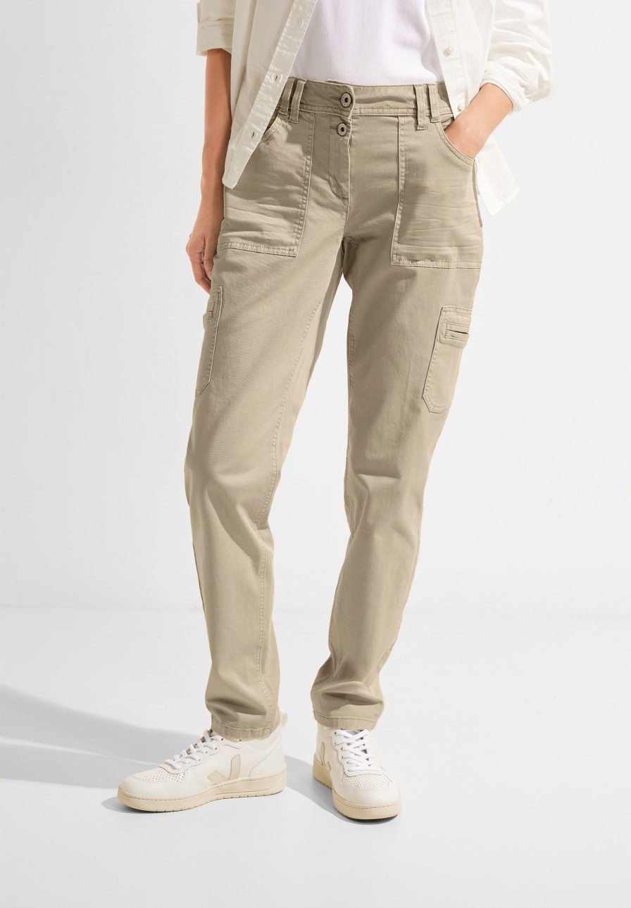 Dames Cecil | Cecil Cargo Broek Soft Sand Beige 376767 14605