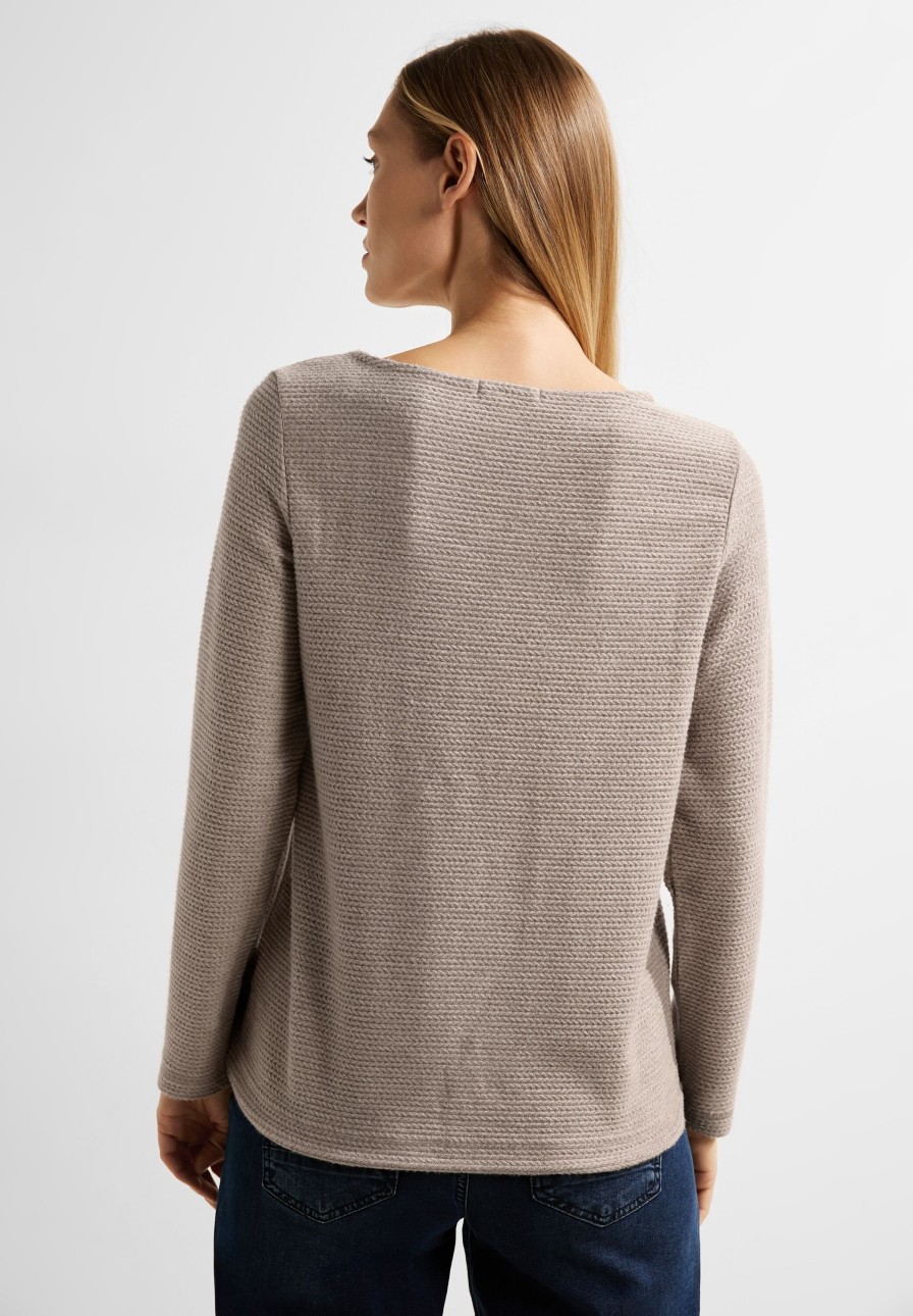 Dames Cecil | Cecil Structuur Sweater Taupe Melange 320546 12479