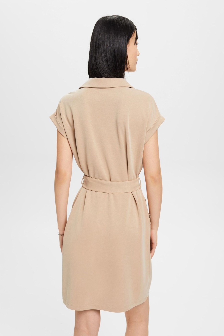 Dames Esprit | Esprit Cupro Dress Taupe 993Ee1E303 240