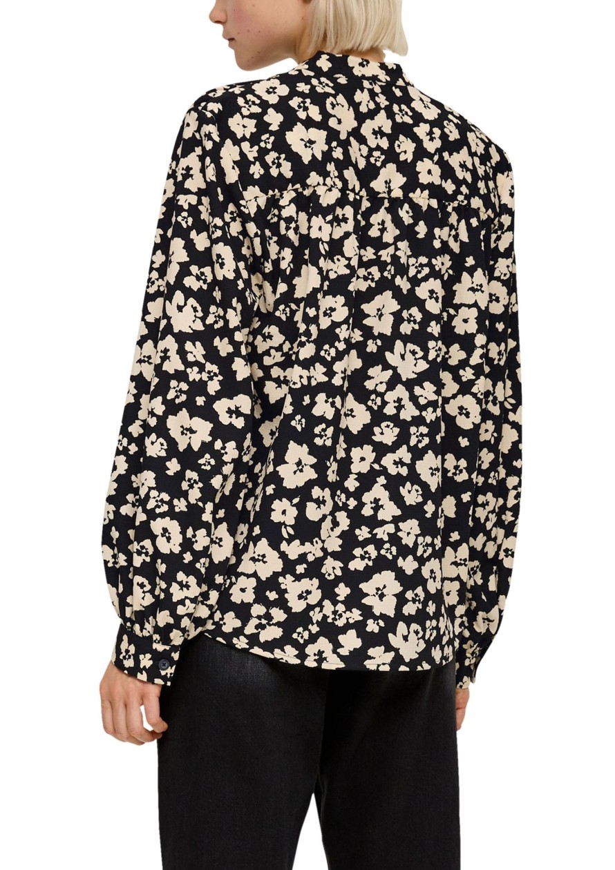 Dames S.Oliver | Qs By S. Oliver Bloemenprint Blouse Zwart