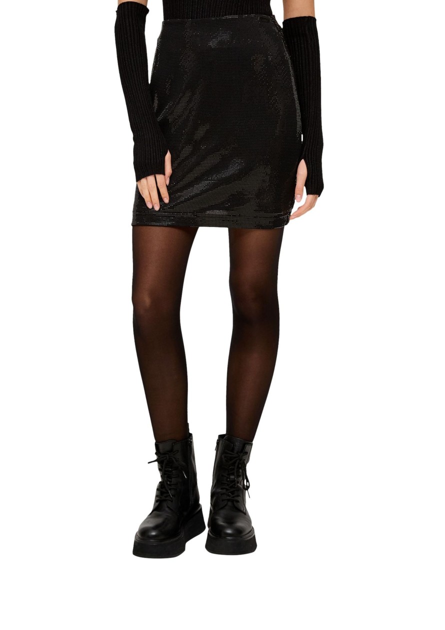 Dames S.Oliver | Qs By S. Oliver Shine Rok Black 2138361 9999