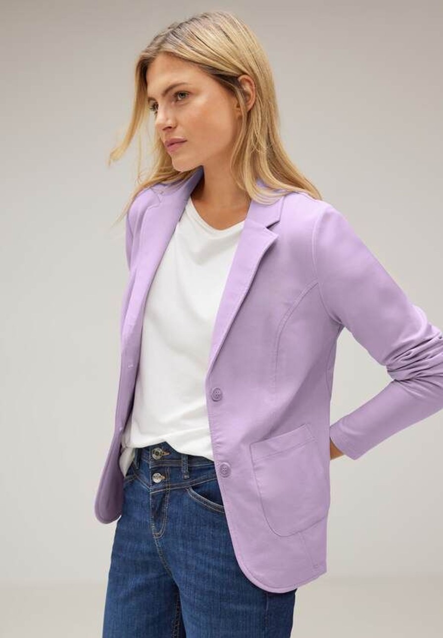 Dames Street One | Street One Jersey Blazer Soft Lilac 211912 15289