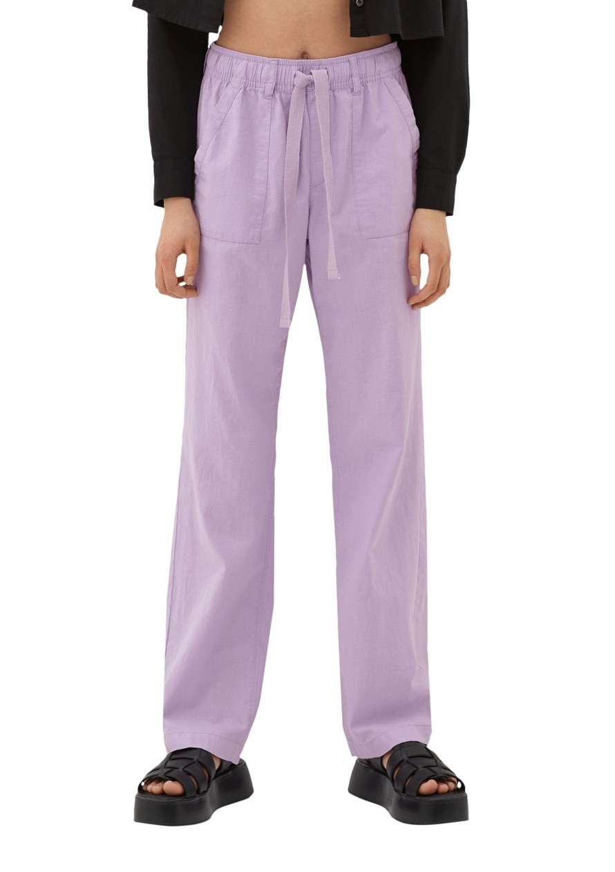 Dames S.Oliver | Qs Linnen Broek Lilac 2127624 4724