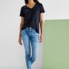 Dames Street One | Street One V-Hals Shirt Deep Blue 319585 11238