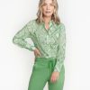 Dames Tramontana | Tramontana Print Blouse Greens C18-07-301 9996