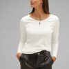Dames Street One | Street One Rib Shirt Off White 320594 10108