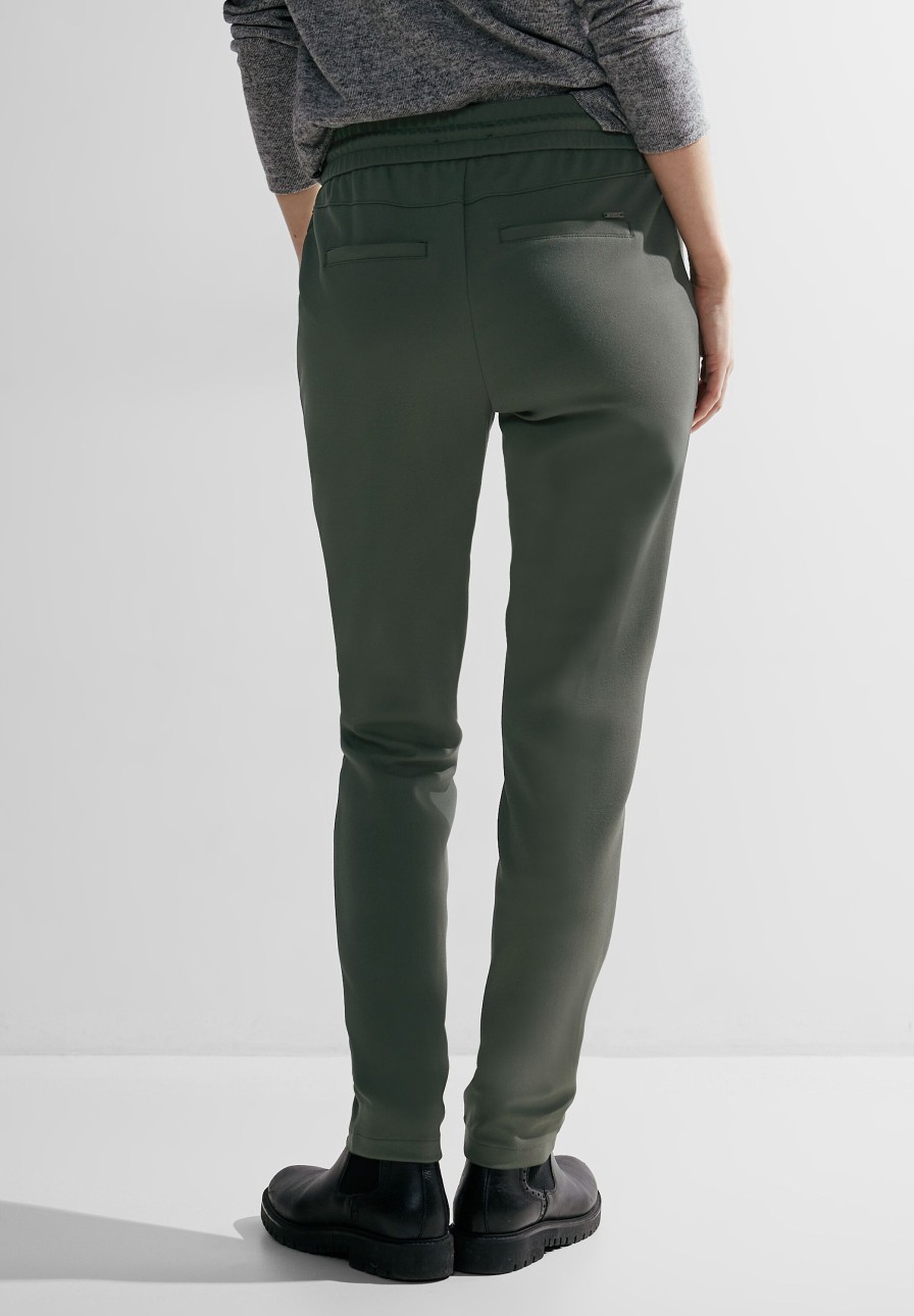 Dames Cecil | Cecil Jersey Broek Dynamic Khaki 377112 15612