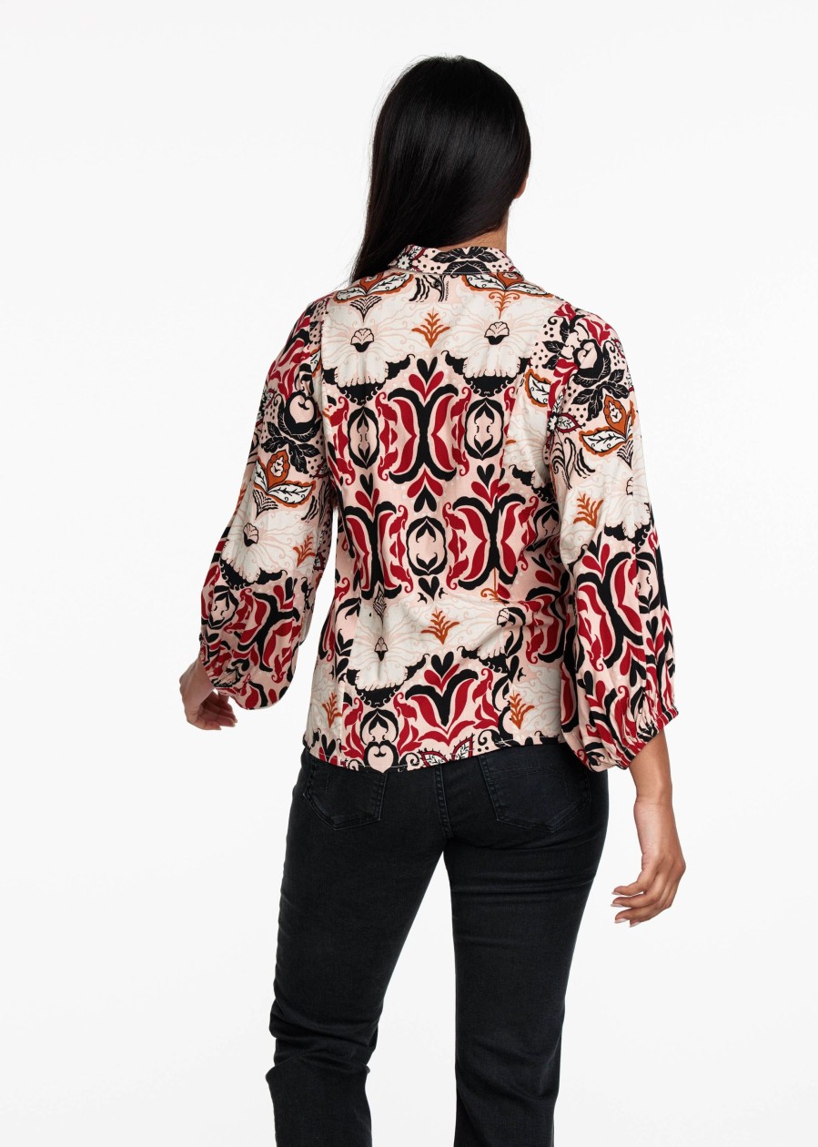 Dames Tramontana | Tramontana Print Blouse Neutrals Q01-09-301