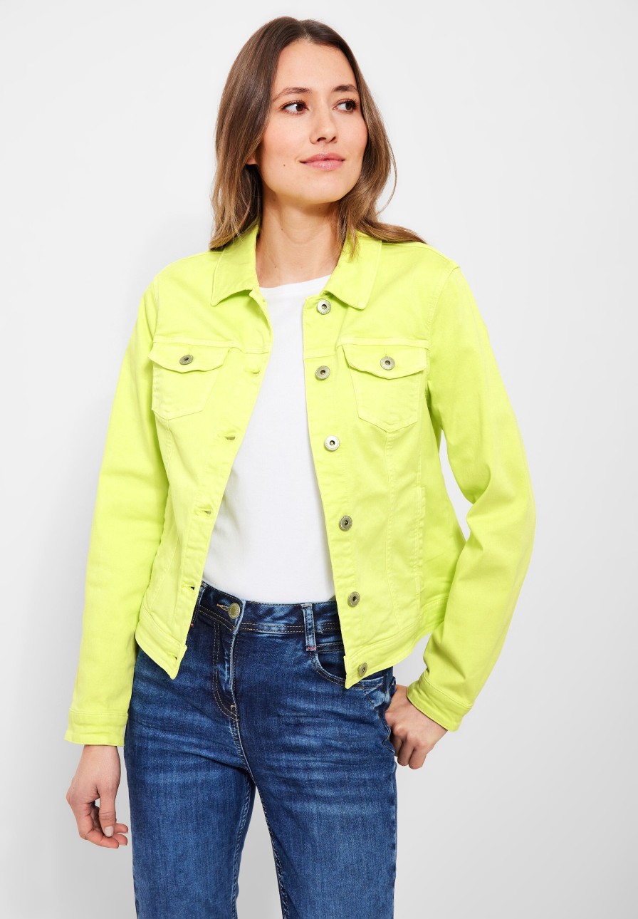 Dames Cecil | Cecil Denim Jack Limelight Yellow 211869 14749