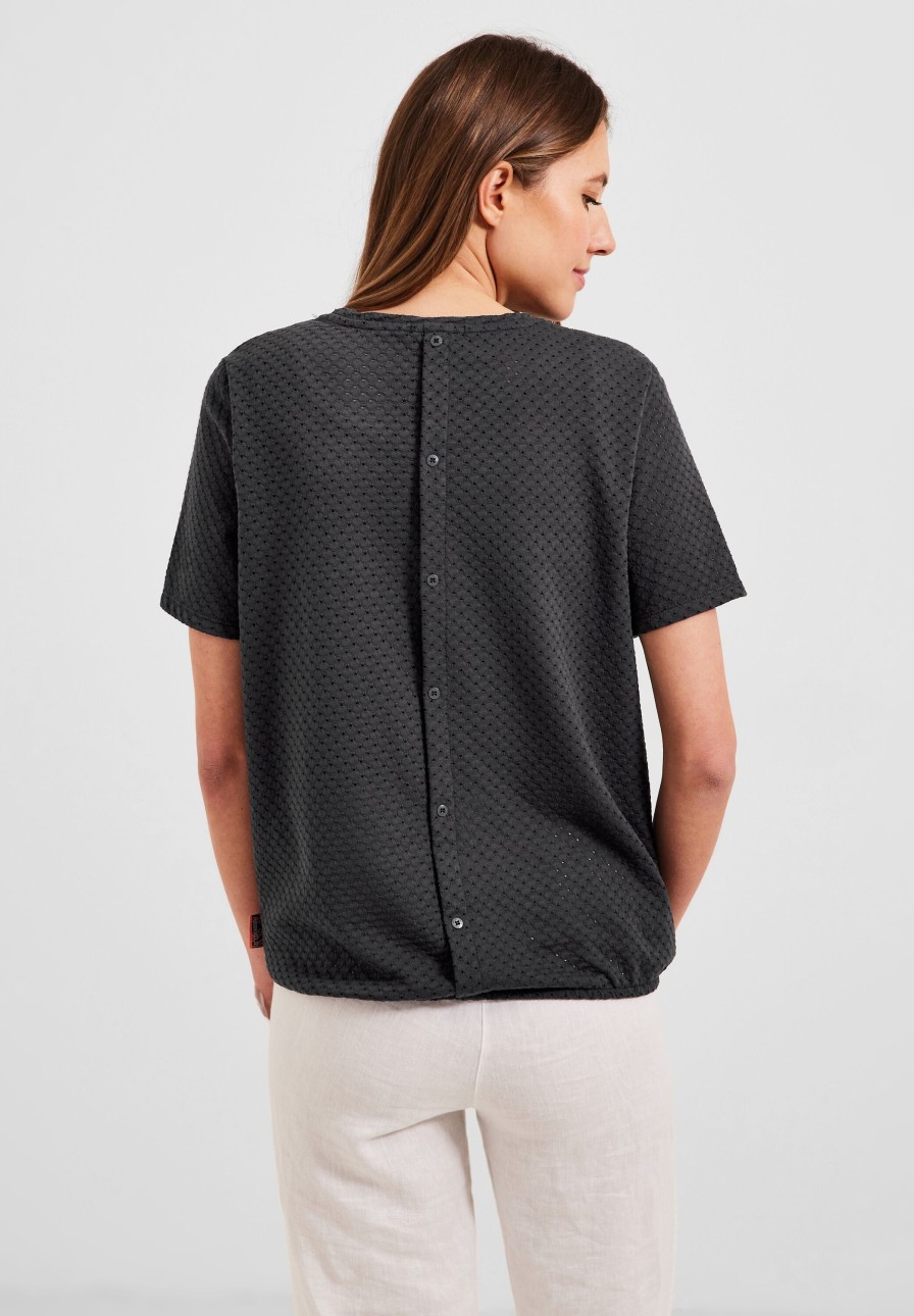 Dames Cecil | Cecil Ajour Shirt Carbon Grey 320033 12538