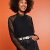 Dames Esprit | Esprit Kanten Blouse Black 113Ee1F312 001