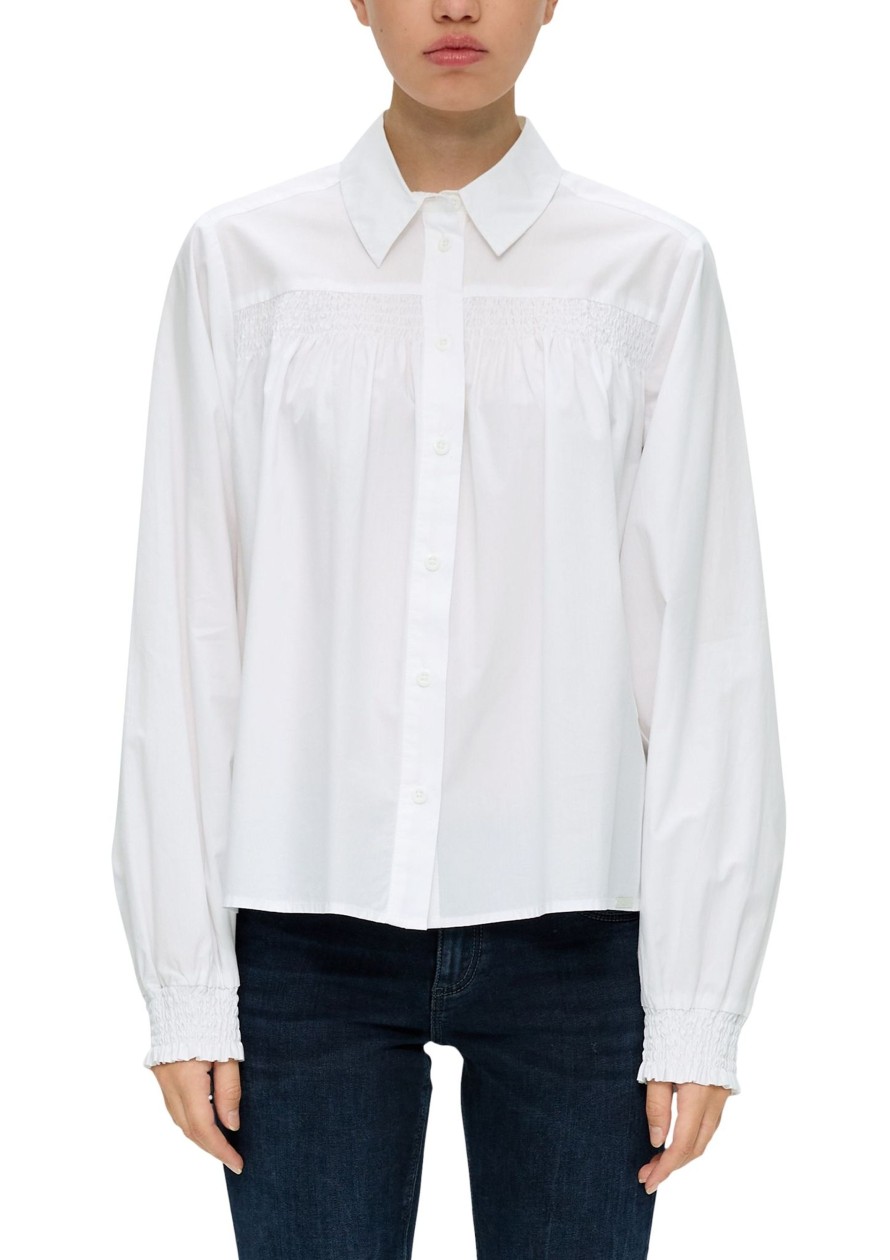 Dames S.Oliver | Qs By S. Oliver Katoenen Blouse Wit 2131404 0200