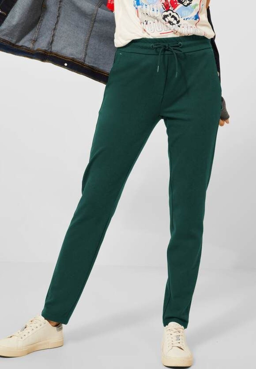 Dames Cecil | Cecil Jersey Broek Tracy Pine Green 375555 13973