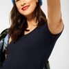 Dames Street One | Street One Korte Mouw Shirt Deep Blue 317665 11238