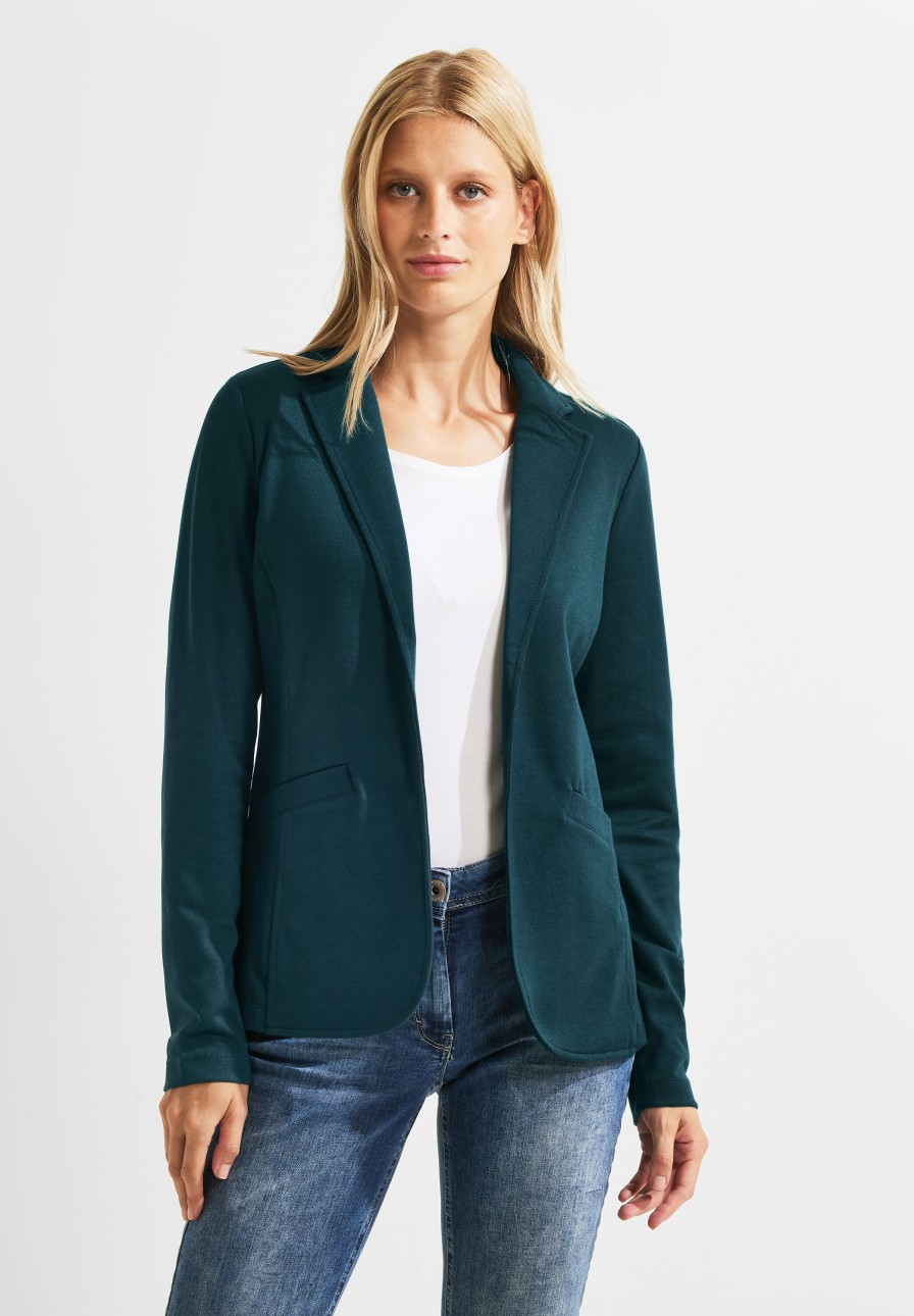 Dames Cecil | Cecil Jersey Blazer Deep Lake Green 211910 14926