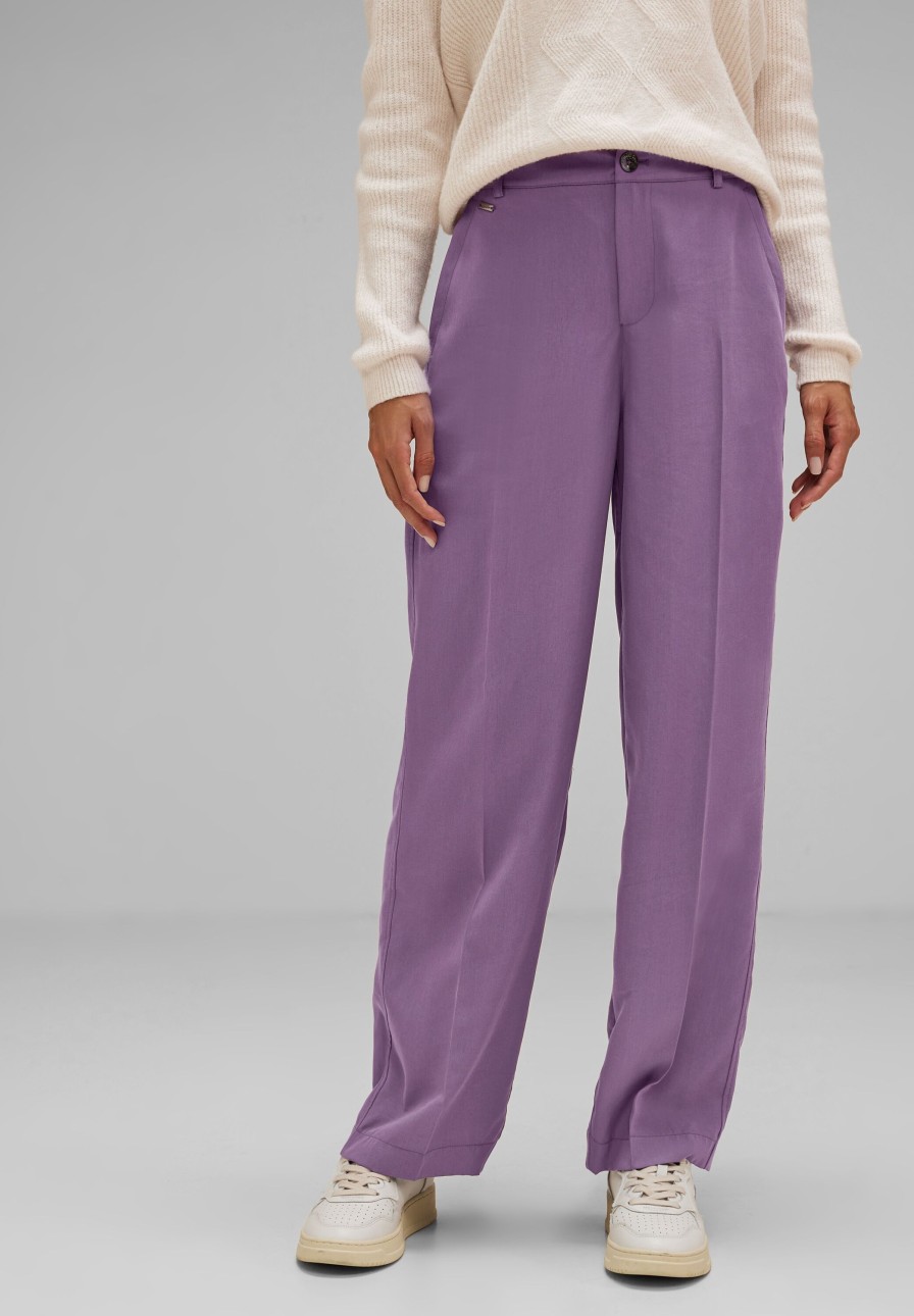 Dames Street One | Street One Straight Broek Dark Lilac 376863 15299