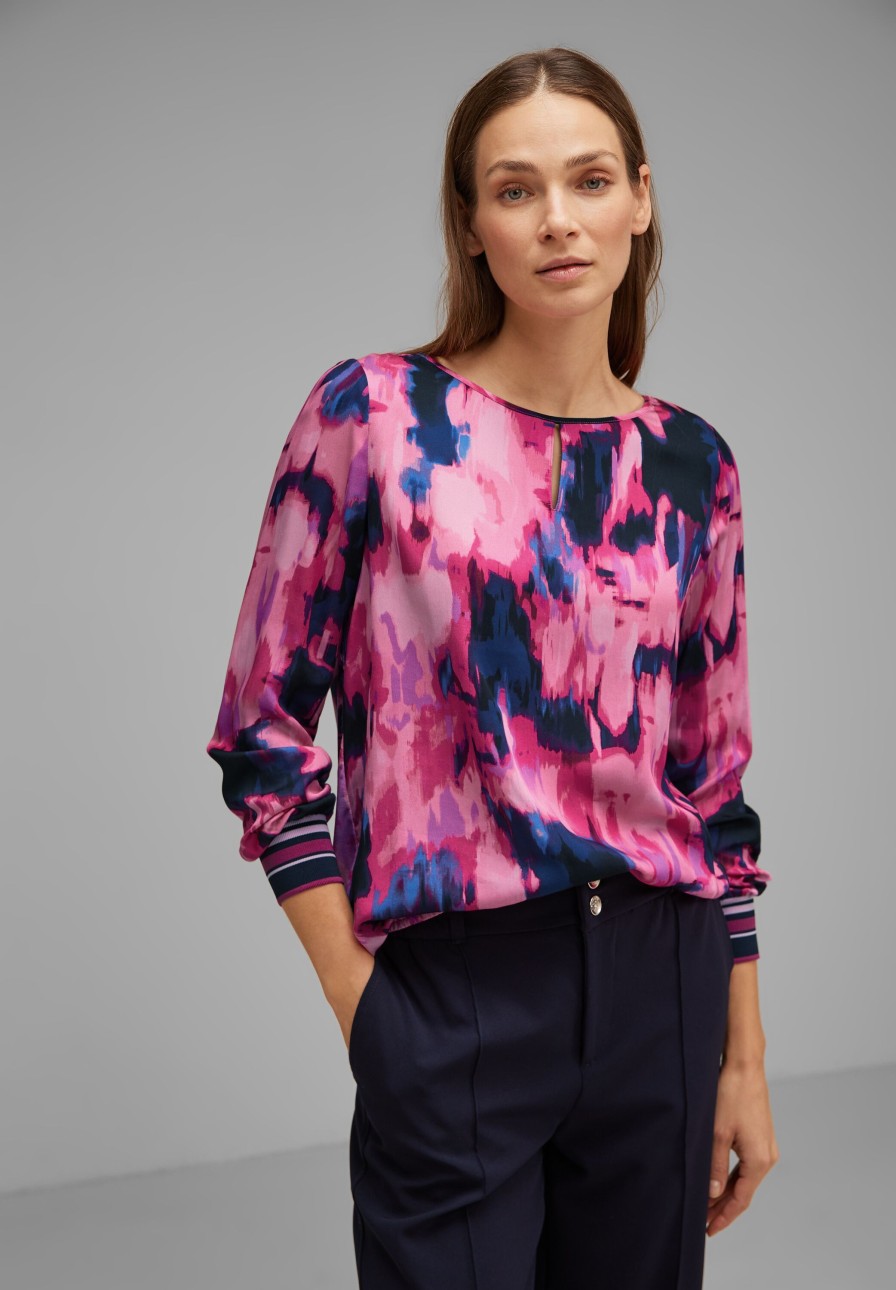 Dames Street One | Street One Print Shirt Blouse Cozy Pink 320805 354