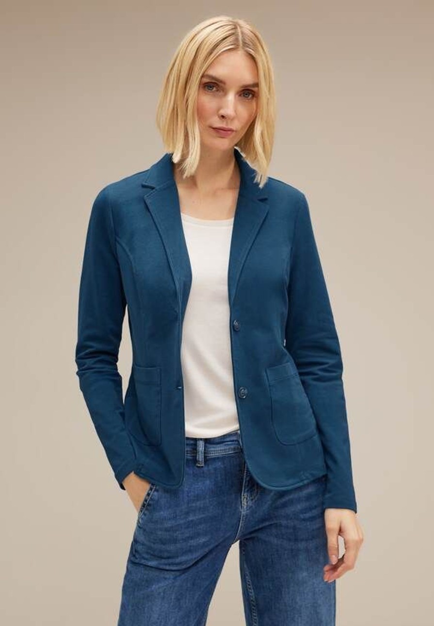 Dames Street One | Street One Jersey Blazer Atlanticblue 211912 15246