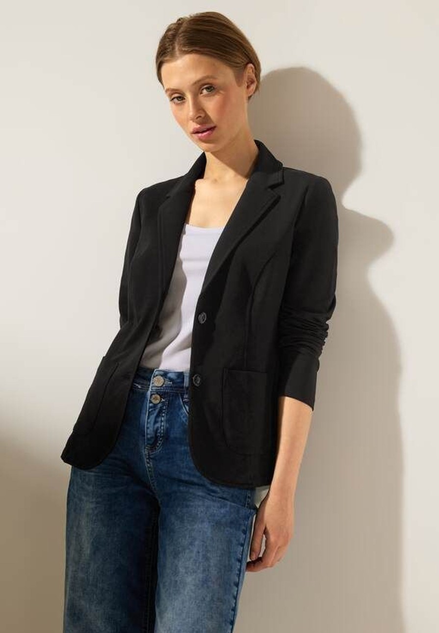 Dames Street One | Street One Jersey Blazer Black 211912 10001